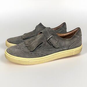 FRYE Women's Gemma Kiltie Smoke Gray Suede Slip On Sneaker Shoes‎ US 7.5